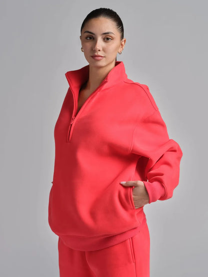 Basic quarter-zip turtleneck sweater set