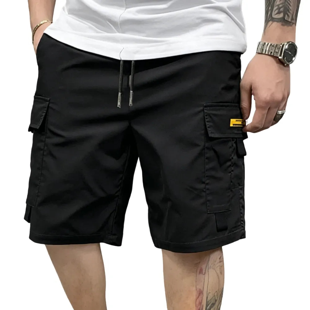 Street Style Three-Piece Set Men's Multi-Pocket Cargo Shorts