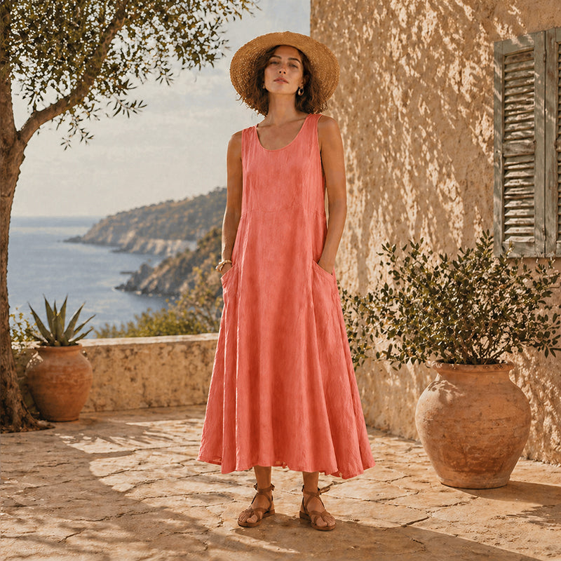 🔥 Last Day Promotion 75% OFF 🔥Women's Sleeveless Cotton And Linen Dress