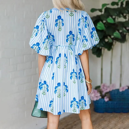 Women's Floral Striped Mini Dress
