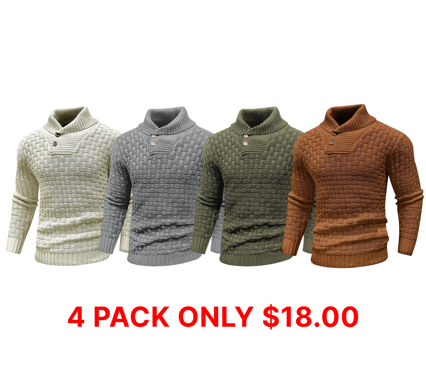Men's Regular Textured Patched Detail Shawl Collar Sweater