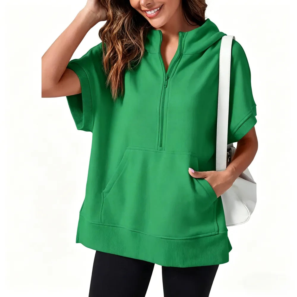 Women's Oversized Half Short Sleeve Casual Sweatshirts