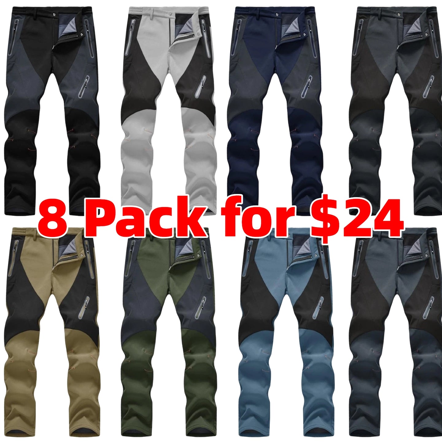Men's Waterproof Pants Insulated Cold weather Hiking Winter Snow Ski Softshell Outdoor Pants