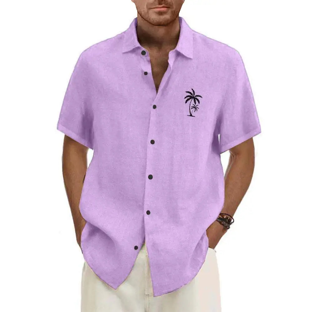 Classic Beach Men Polo Shirt Collar Short Sleeved Work Shirts for Men