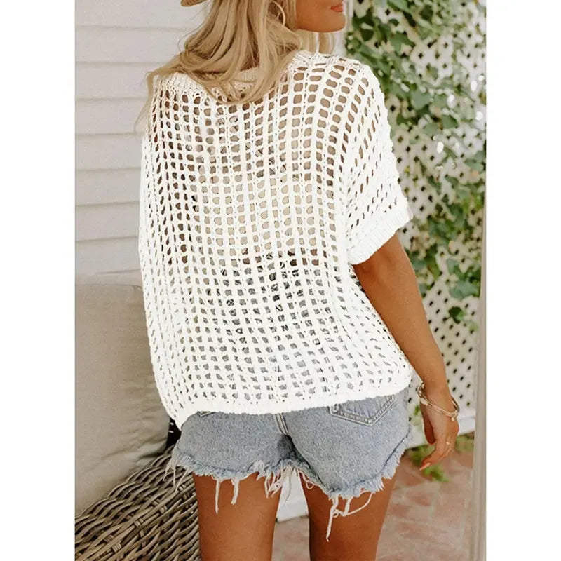 Women'S Summer Round Neck Short Sleeve Sweater