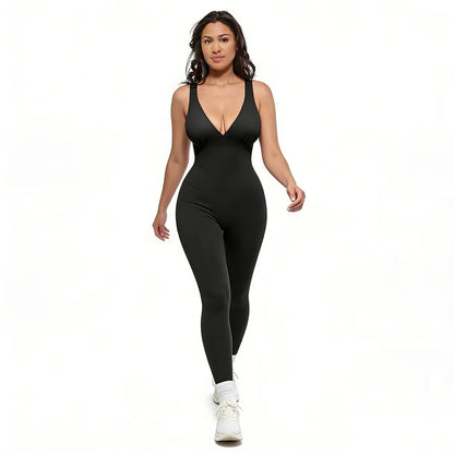 Deep V Shapewear With Chest Support Breathable High-Waisted Tummy Control Jumpsuit