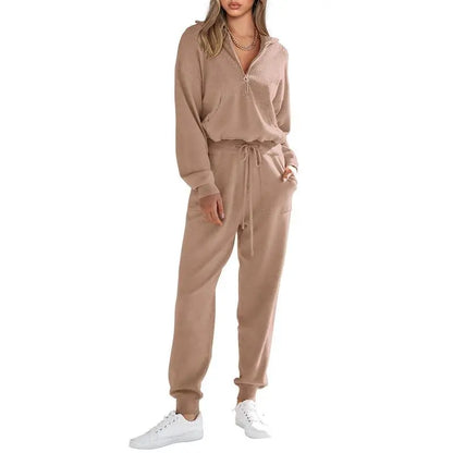 Women's 2-Piece Sweater Set Pullover Zip Up Sweatshirt Jogger Sweatpants Tracksuit Casual Outfit