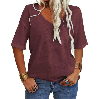 Women's 3/4 Sleeve Shirts V Neck Loose Fitting Tops