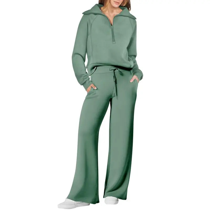 Women 2 Piece Outfits Sweatsuit Set 2025 Fall Oversized Half Zip Sweatshirt