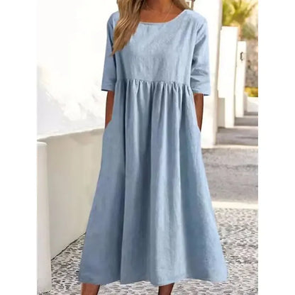 Summer New Cotton and Linen Casual Short Sleeve