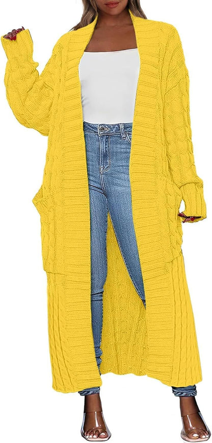 Women's Long Cardigan 2024 Oversized Coat Long Sleeve Open Cardigan Knitted Extra Long Coat Autumn Fashion Jacket Clothes