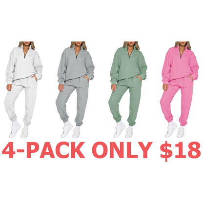 Women 2 Piece Outfits Sweatsuit Oversized Half Zip Pullover Long Sleeve Sweatshirt Jogger Pants Set with Pockets
