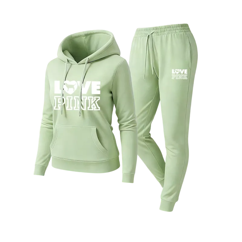 Two-piece set consisting of a letter-print sweatshirt and sweatpants.