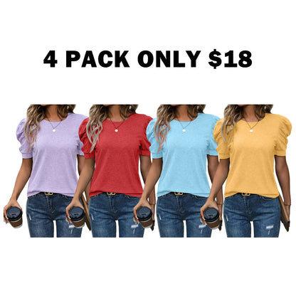 Women's Round Neck Puff Sleeve T-Shirt