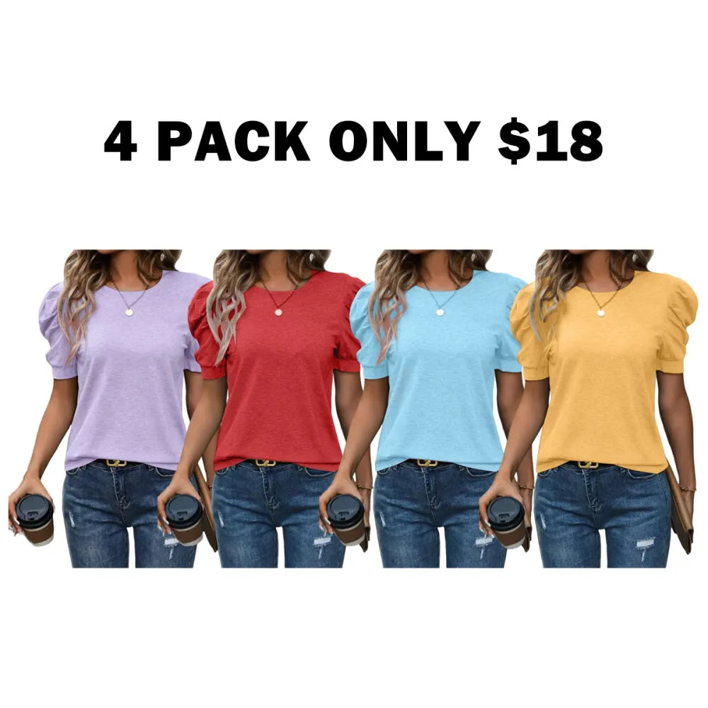 Women's Round Neck Puff Sleeve T-Shirt