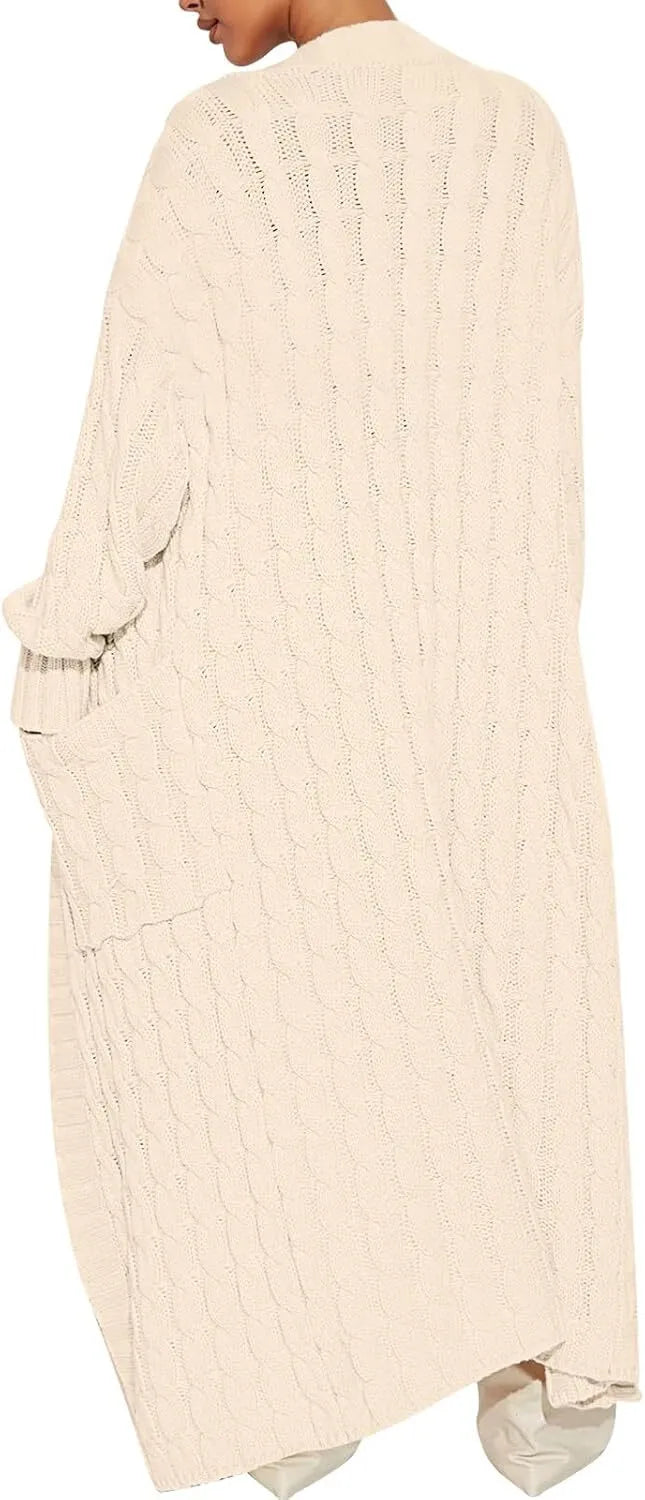 Women's Long Cardigan 2024 Oversized Coat Long Sleeve Open Cardigan Knitted Extra Long Coat Autumn Fashion Jacket Clothes
