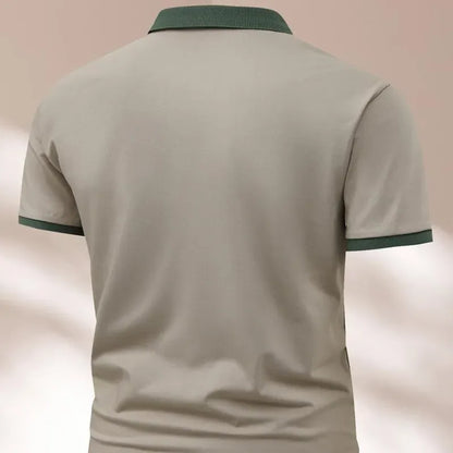 Men's Regular Fit Letter Print Short Sleeve Polo Shirt – a casual collared top for summer