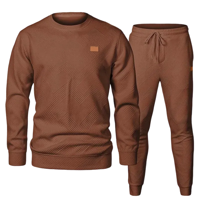 Men’s 2-Piece Sweatsuit – Jacquard Crewneck Sweatshirt & Joggers Set