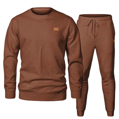 Men’s 2-Piece Sweatsuit – Jacquard Crewneck Sweatshirt & Joggers Set