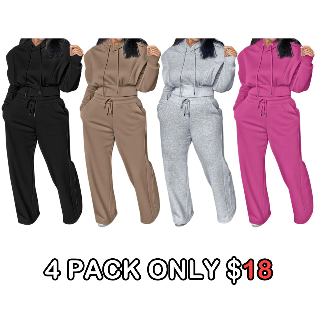 Long Sleeve Sweatshirt and Casual Wide Leg Sweatpants Set
