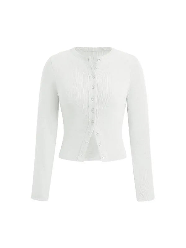 Plain Button Front Ribbed Tee