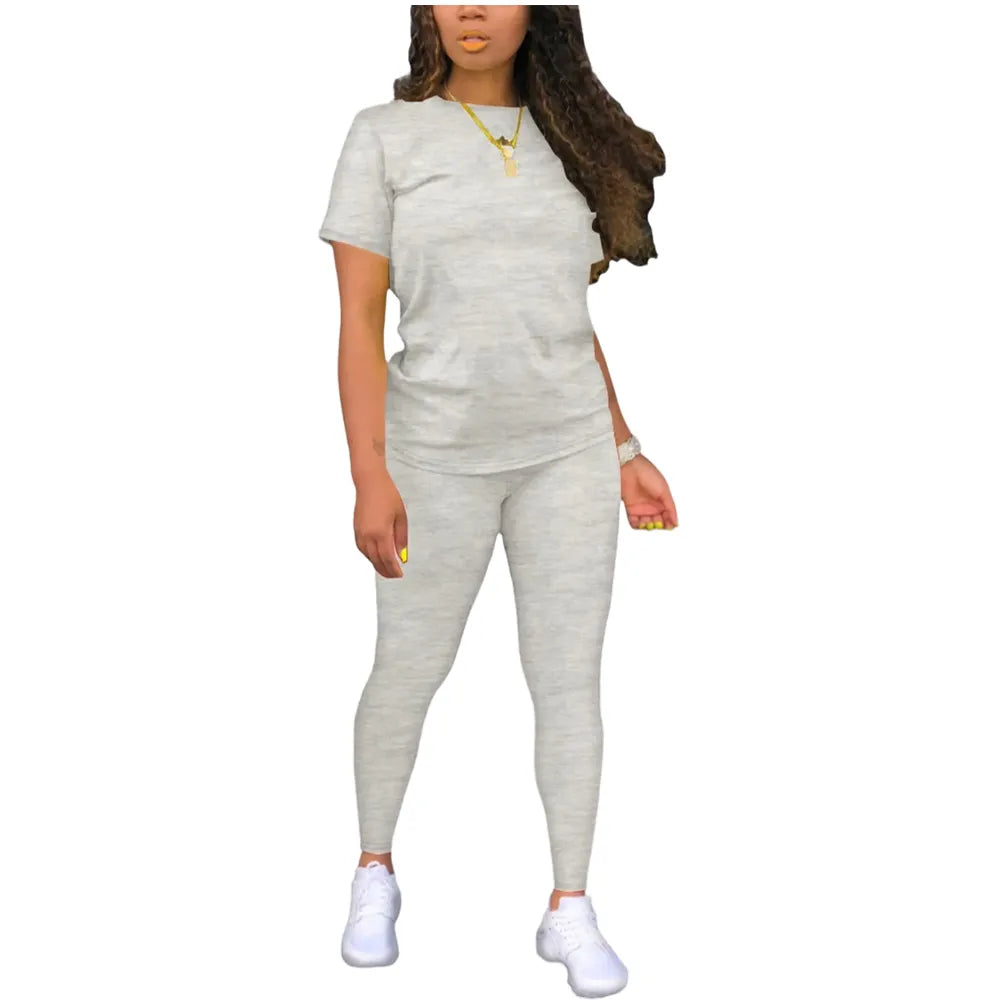 Fitted Round Neck Tee & Skinny Pants 2-Piece