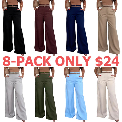 Women's Solid High Waist Wide Leg Pants