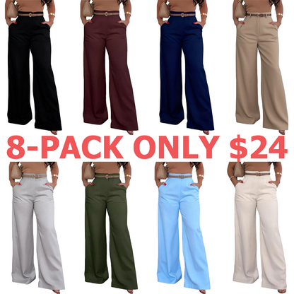 Women's Solid High Waist Wide Leg Pants
