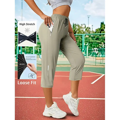 Women’s ice silk breathable high-stretch capri pants