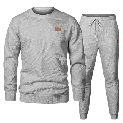 Men’s 2-Piece Sweatsuit – Jacquard Crewneck Sweatshirt & Joggers Set