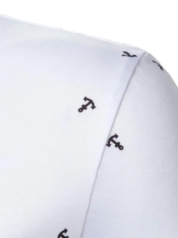 Men's Anchor Print Short Sleeve Polo Shirt