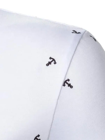 Men's Anchor Print Short Sleeve Polo Shirt