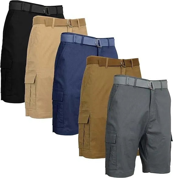 Men’s 5 Pack Belted Cargo Shorts
