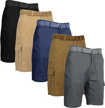 Men’s 5 Pack Belted Cargo Shorts
