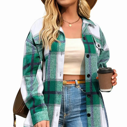 Women's Checkered Shirt Jacket