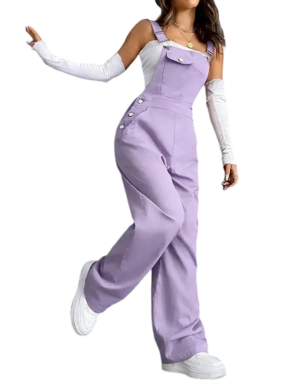 Women's Plain Pocket Overalls, Casual Comfy Overalls for Daily Wear, Ladies Clothes for All Seasons, Womenswear