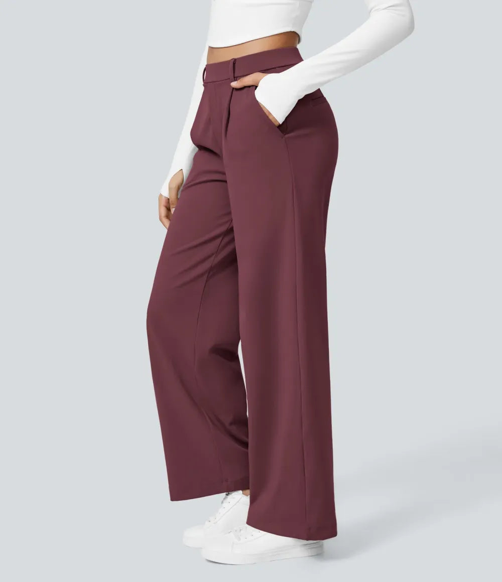 ⏰Big Spring Sale!High Waisted Side Pocket Straight Leg Work Pants