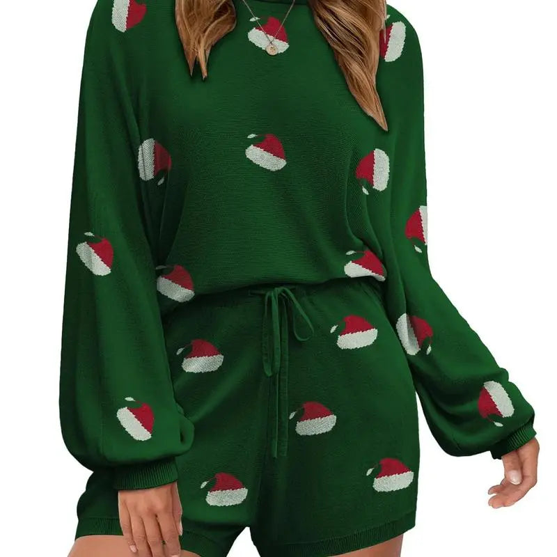 Comfortable Two-Piece SeT-Long-Sleeve Top and Shorts
