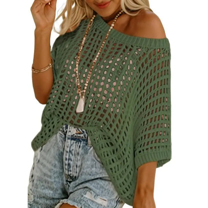 Women'S Summer Round Neck Short Sleeve Sweater