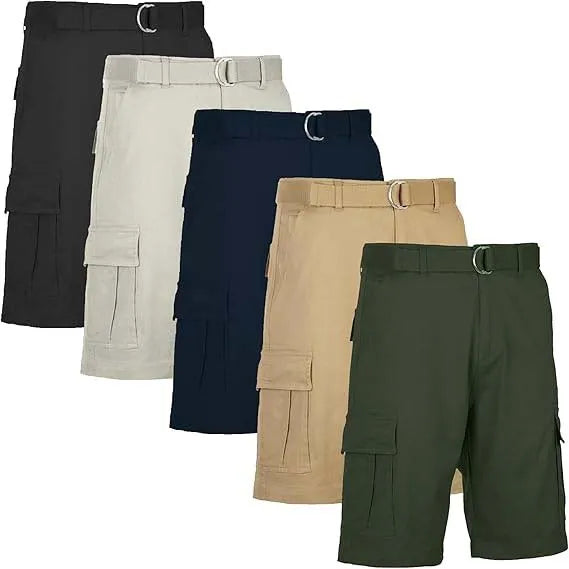 Men’s 5 Pack Belted Cargo Shorts