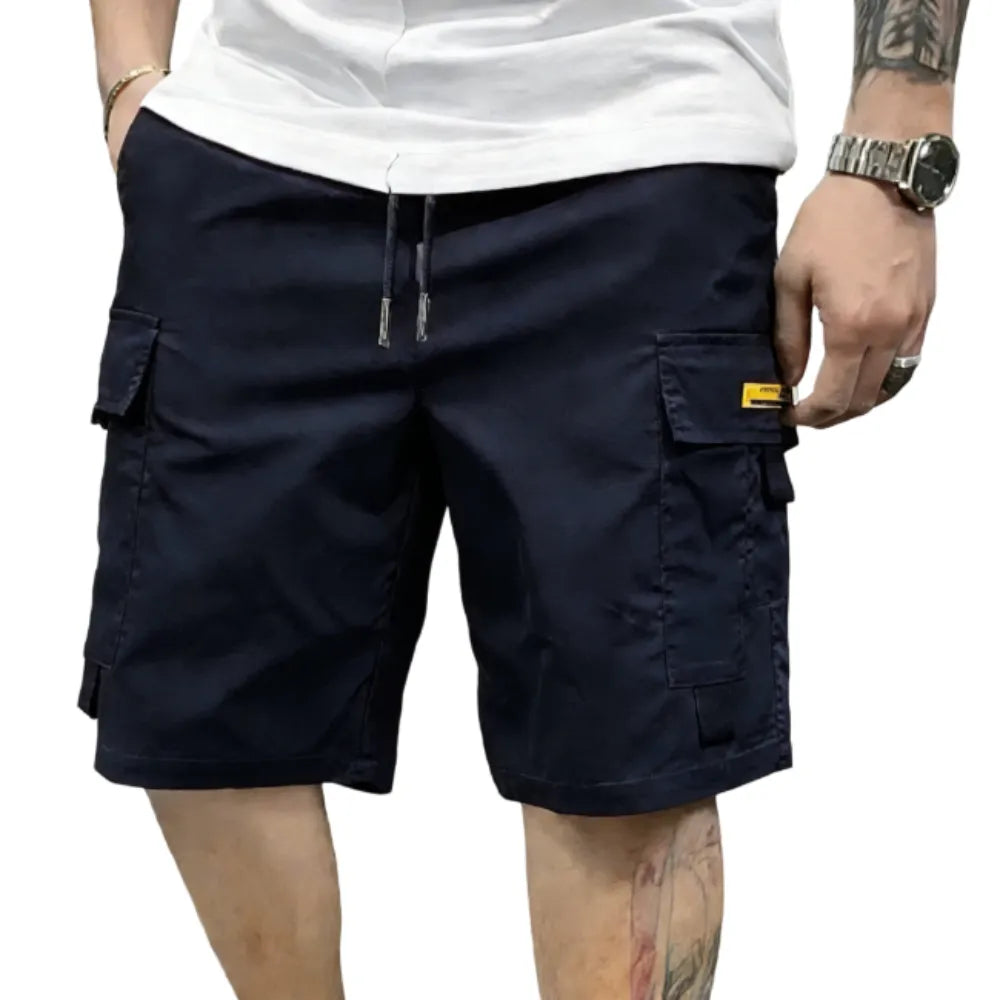 Street Style Three-Piece Set Men's Multi-Pocket Cargo Shorts