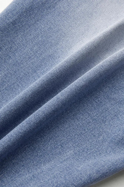 Double Button Mid Waist Straight Leg Jeans