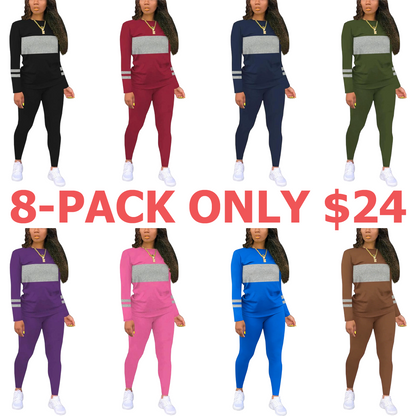 Women's Colorblock Round Neck & Plain Skinny Pants