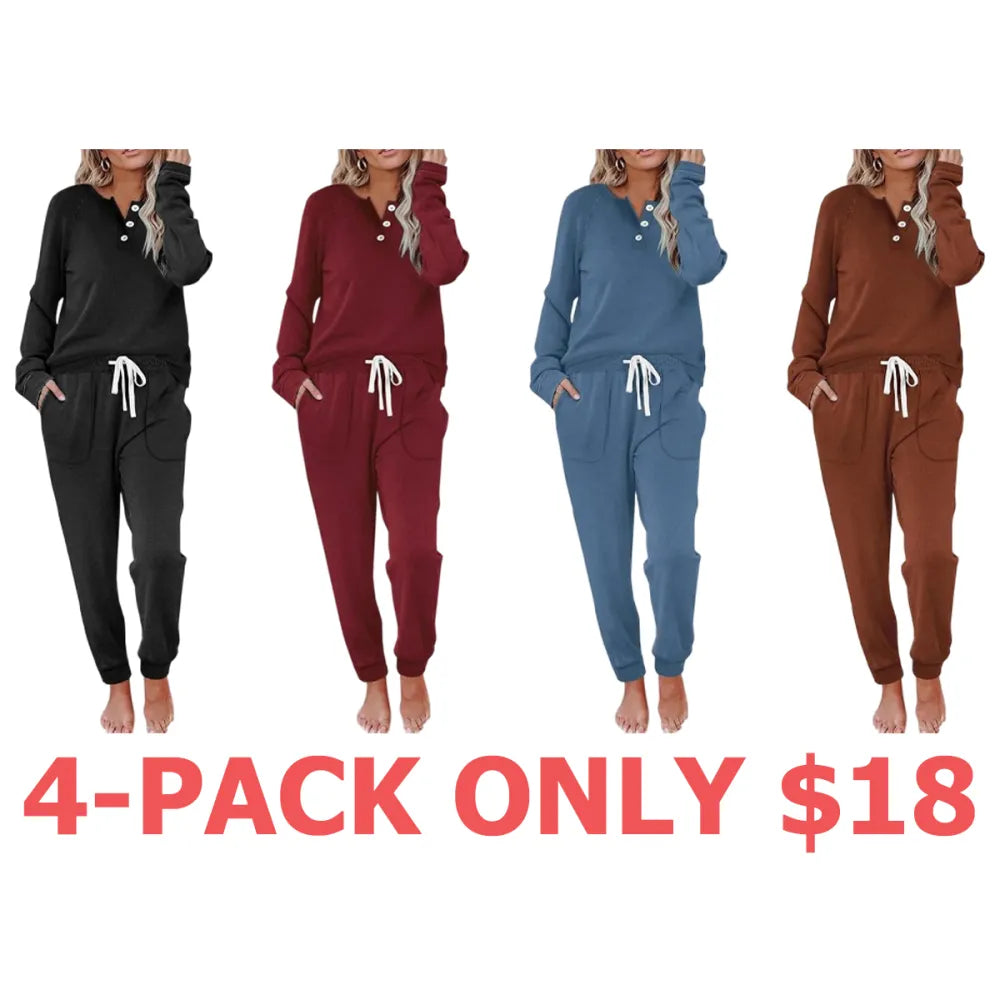 Two Piece Outfits for Women Lounge Sets Button Down Sweatshirt Sweatpants Sweatsuits Set