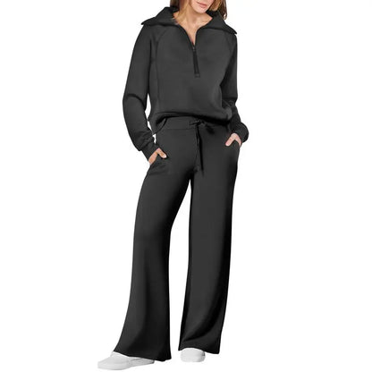 Women 2 Piece Outfits Sweatsuit Set 2025 Fall Oversized Half Zip Sweatshirt