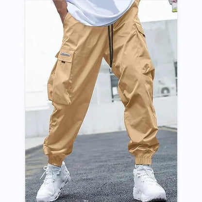 Men's Baggy Solid Color Drawstring Casual Cargo Pants
