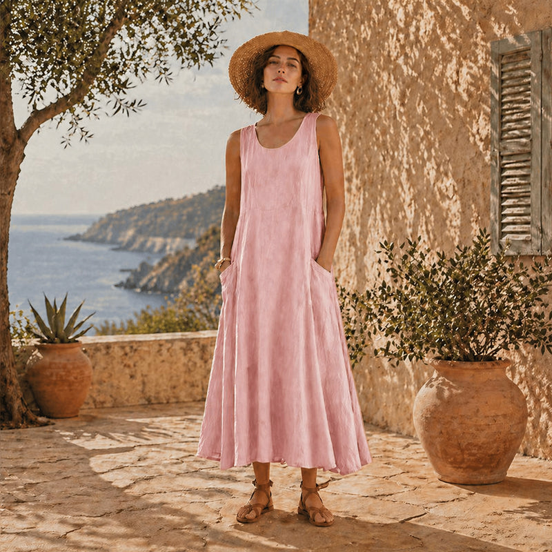 🔥 Last Day Promotion 75% OFF 🔥Women's Sleeveless Cotton And Linen Dress