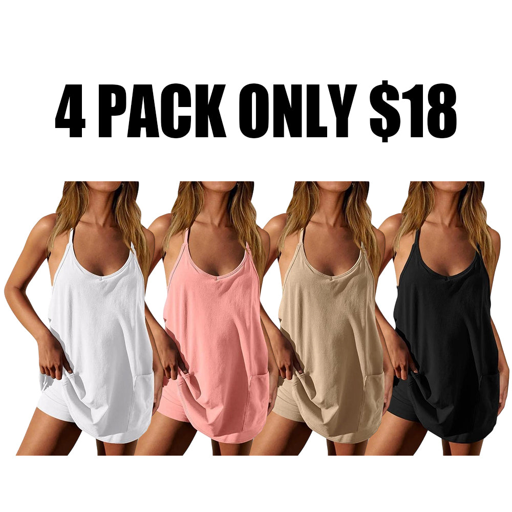 Women'S Summer Mini Dress Casual Sporty Tennis Skirt With Shorts Sleeveless Sporty Dress