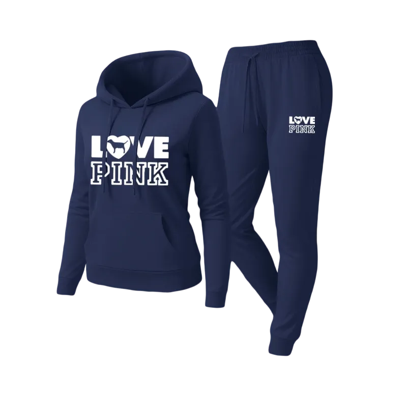 Two-piece set consisting of a letter-print sweatshirt and sweatpants.