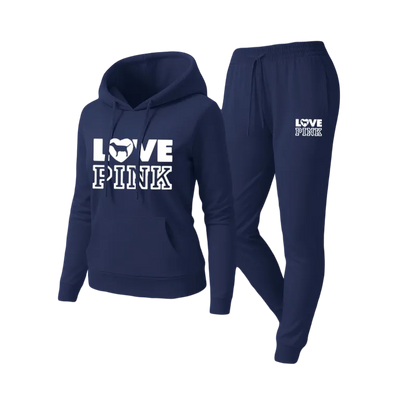 Two-piece set consisting of a letter-print sweatshirt and sweatpants.